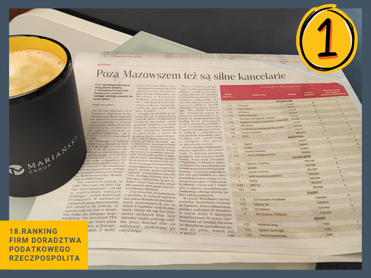 Ranking Firm Doradztwa Podatkowego dziennika Rzeczpospolita